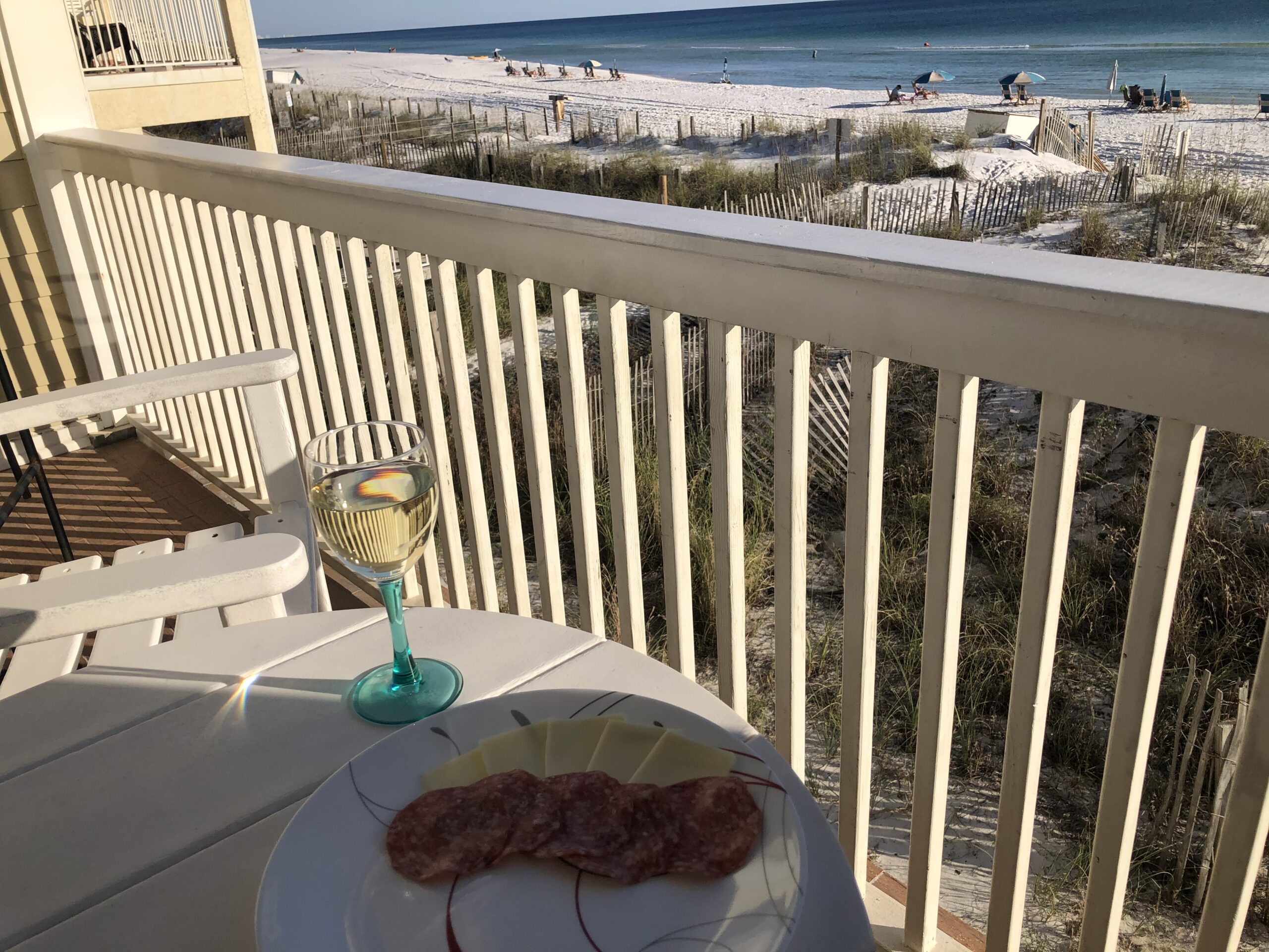 Wine on the deck at Leeward Unit 2, Seagrove Beach on 30A